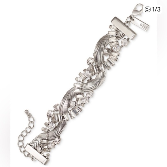 INC International Concepts Jewelry - ✨ I.N.C. Silver Tone Clear Crystal Twisted Link Statement Bracelet NWT